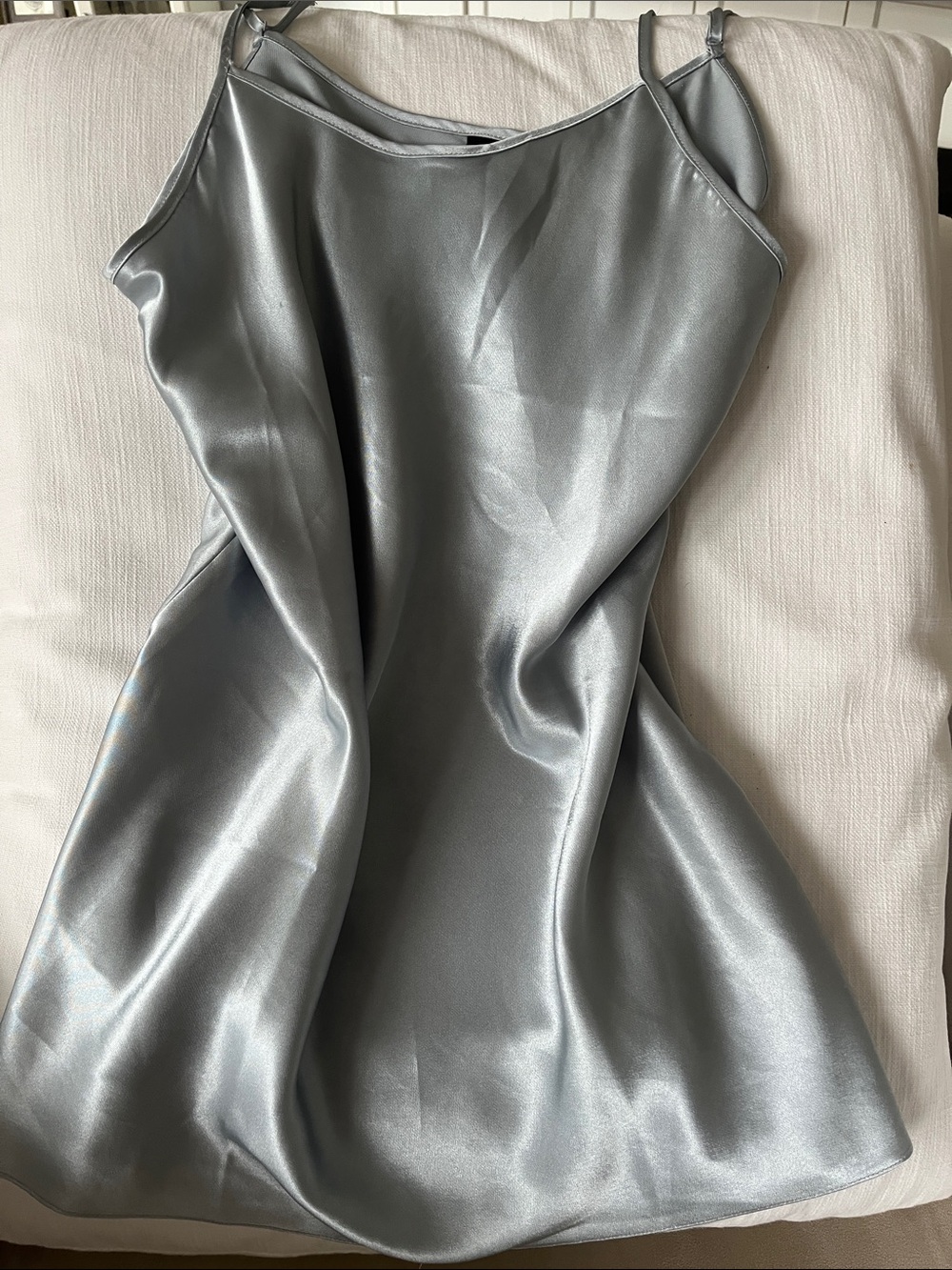 IC COLLECTION Silver Blue Satin Mini Slip Dress